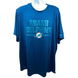 Miami Dolphins Nike Dri-Fit Blue Mens Size 3XL Football Short Sleeve Shirt NFL
